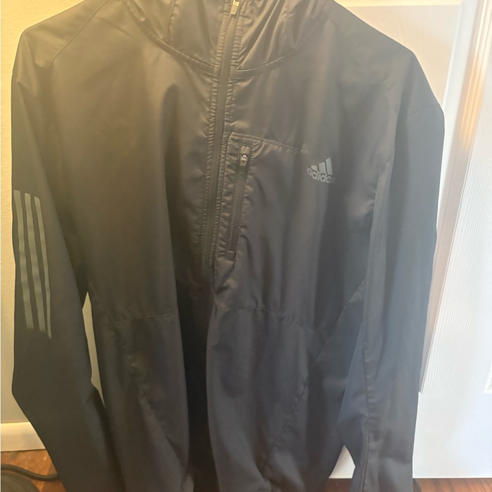 Adidas Men's Black Windbreaker Jacket